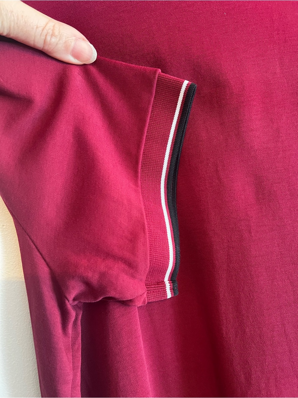 BOSS • Hugo Boss • Mens Small • Red • Mercerised Polo Shirt • Striped Trim Logo - Picture 5 of 7